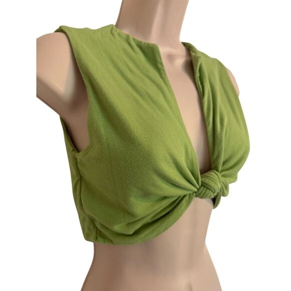 N By Naked Wardrobe SIze 1/ XS Shirred Knot Kiwi Crop Tank Soft Stretchy NWT $35 - Picture 3 of 9